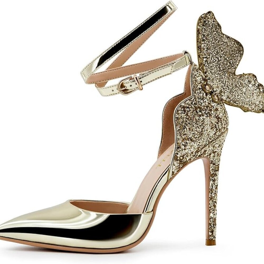 ✨ Gold Butterfly Stiletto Heels | Size 8 | ✨ - Picture 5 of 7